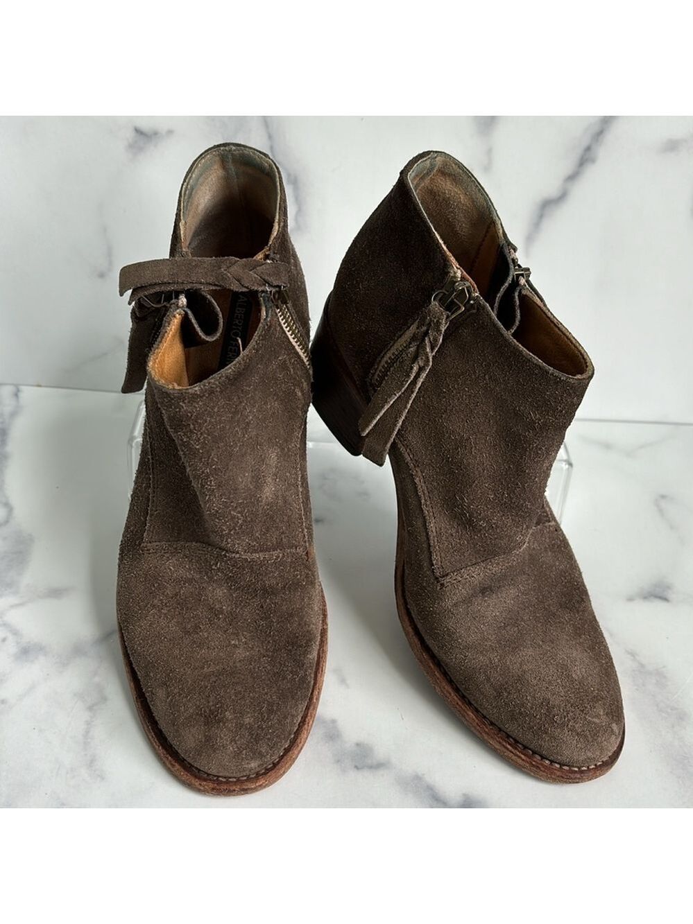 Alberto Fermani Capricia Brown Suede Ankle Boots Size 36.5